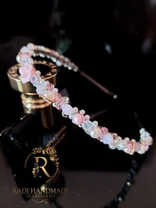 Дизайнерска диадема с роза и естествени перли, кристали и камъни 271