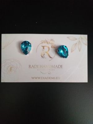 Комплект диадема с обеци със сини и бели камъни № 490