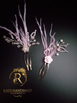 Колие-чокър с щраусови пера в розово № 516